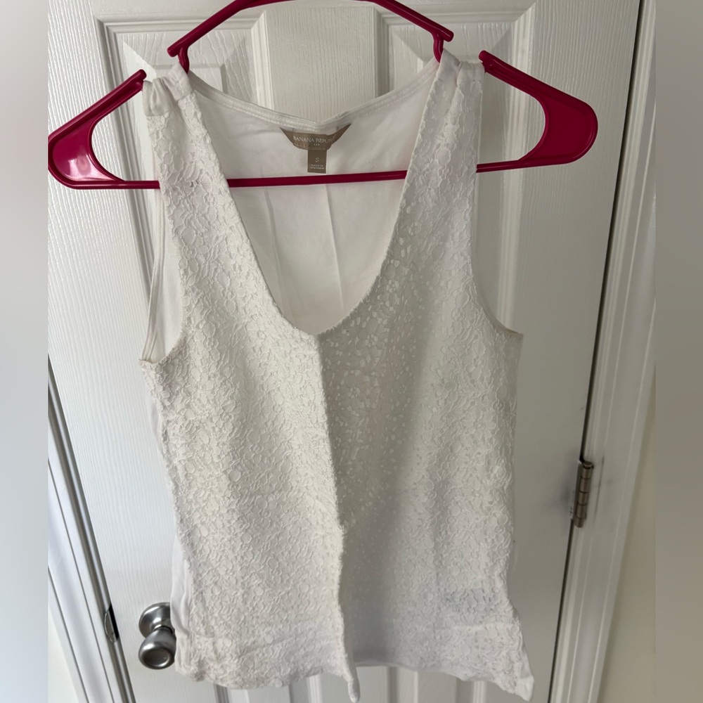 Banana Republic White Lace Tank Top